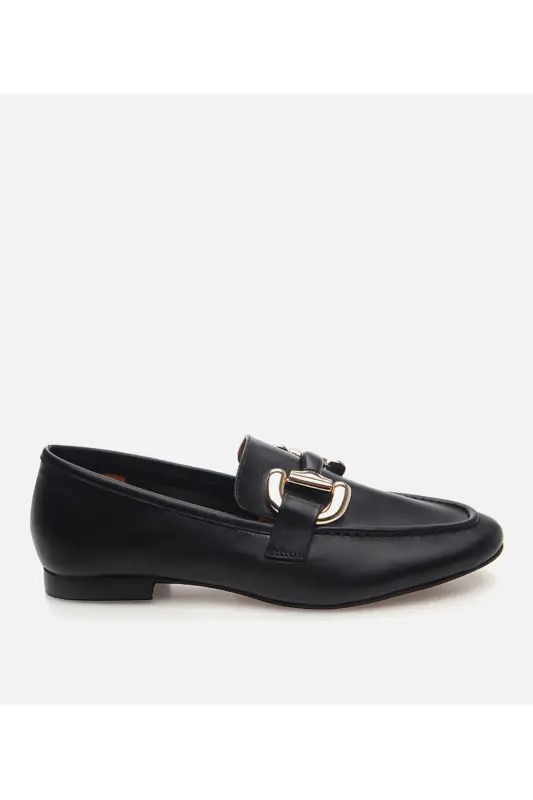 Kadın Deri Siyah Loafer - SİYAH-BLACK - 1