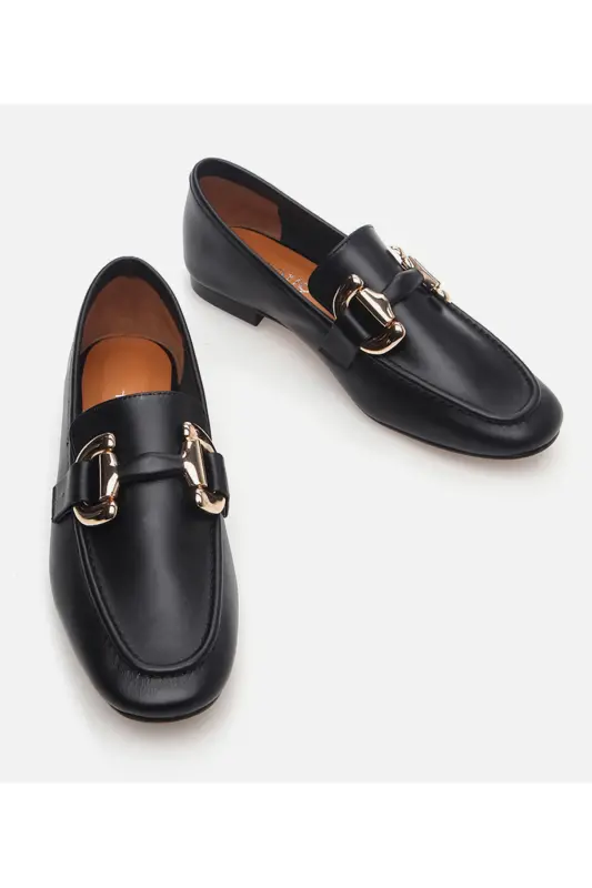 Kadın Deri Siyah Loafer - SİYAH-BLACK - 4