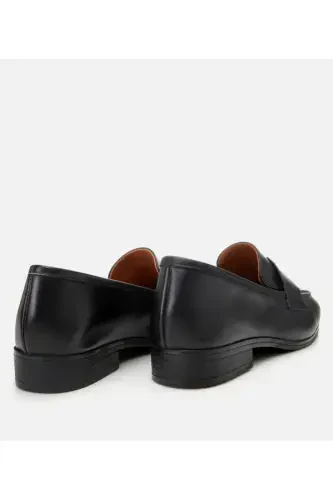 Hakiki Deri Siyah Kadın Loafer-SİYAH - 6