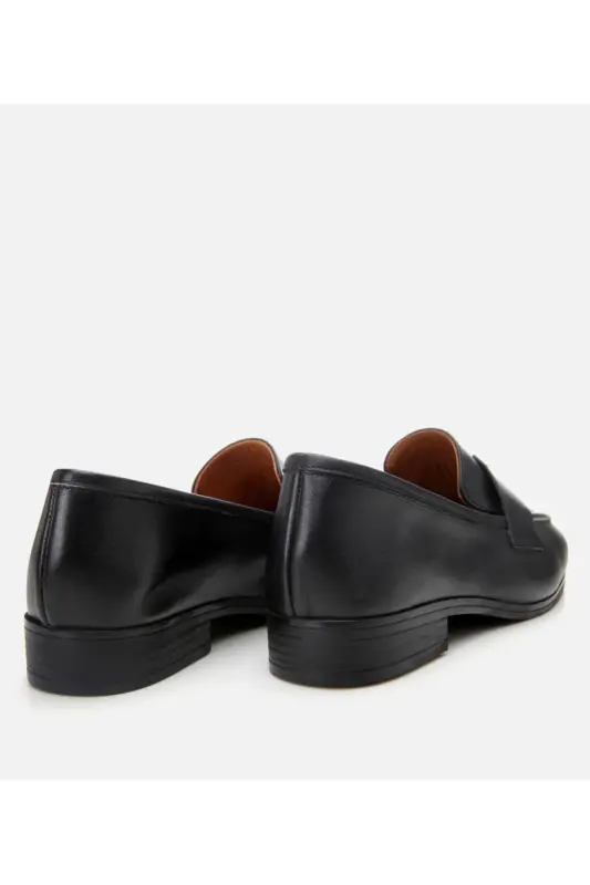 Hakiki Deri Siyah Kadın Loafer-SİYAH - 6