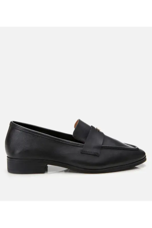 Hakiki Deri Siyah Kadın Loafer - SİYAH-BLACK - HOTIÇ