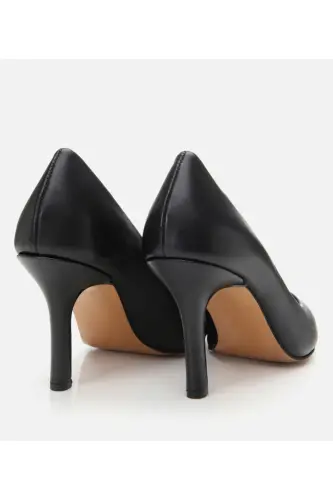 Kadın Deri Siyah Yüksek Topuklu Stiletto-SİYAH - 6