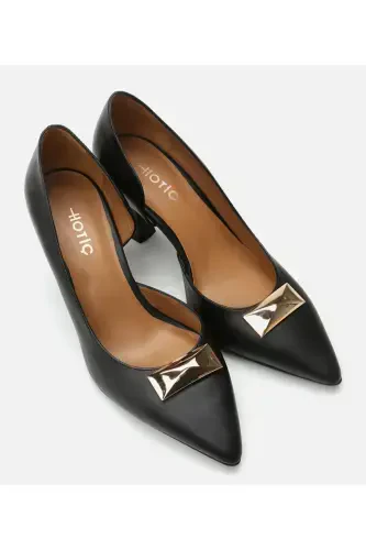 Kadın Deri Siyah Stiletto-SİYAH - Hotiç (1)