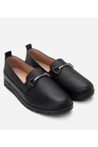 Kadın Deri Siyah Tokalı Loafer - SİYAH-BLACK - HOTIÇ (1)