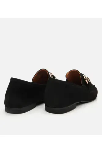 Hakiki Deri Siyah Kadın Tokalı Loafer-SİYAH - 6