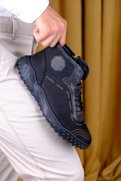 Hakiki Deri, Spor Tasarım Erkek Bot-SİYAH - Leathermens