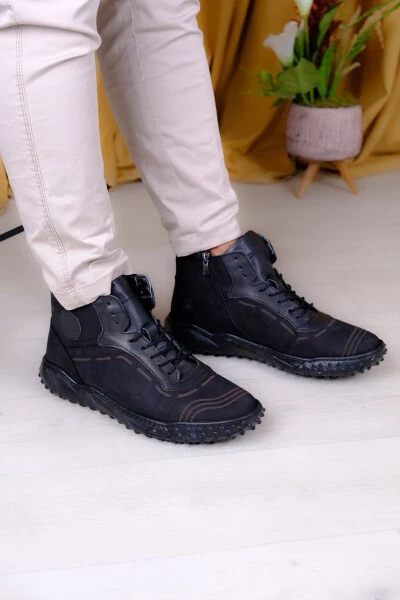 Hakiki Deri, Spor Tasarım Erkek Bot-SİYAH - Leathermens (1)