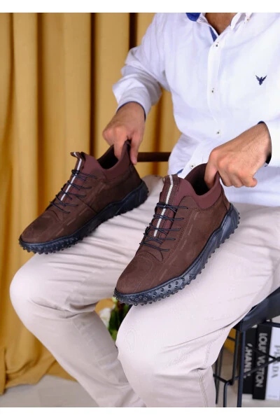 Hakiki Deri, Strechli Bağcıksız Erkek Bot-KAHVERENGİ - Leathermens