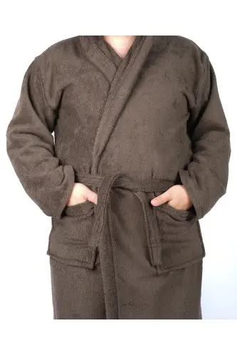 HakiYashil Rangli 100% Paxta Bukle Kapushonli Model Xalat (S-M-L-XL-2XL-3XL-4XL) Katta/Battal Razmer-Haki Yashil - 5