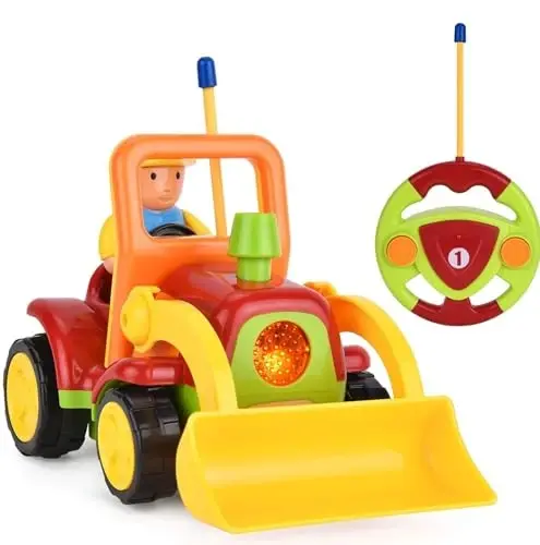 Haktoys Remote Control Bulldozer Toy for Toddlers – Easy RC Construction Tractor with Blade for Boys & Girls Ages 18 Months and Up | First Remote Control Vehicle for Kids - HAKTOYS