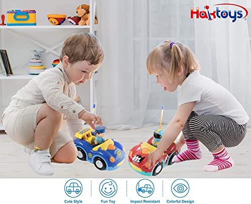 Haktoys Remote Control Cars Set of 2 Vehicles: RC Radio Control Toys for Toddlers Kids Boys and Girls - Two Pack with Different Frequencies for Simultaneous Play - 3