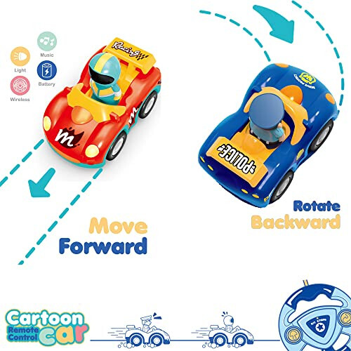 Haktoys Remote Control Cars Set of 2 Vehicles: RC Radio Control Toys for Toddlers Kids Boys and Girls - Two Pack with Different Frequencies for Simultaneous Play - 16