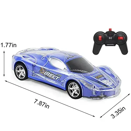 Haktoys Remote Control Sports Car: Radio Control Racing Toy Vehicle with LED Flashing Lights - Great Gift for Kids, Boys and Girls (Blue) - 4