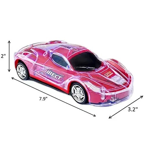 Haktoys Remote Control Sports Car: Radio Control Racing Toy Vehicle with LED Flashing Lights - Great Gift for Kids, Boys and Girls (Red) - 4