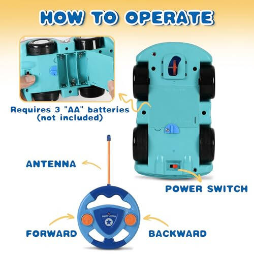 Remote Control Cartoon Police and Racing Cars: RC Toys for Toddlers Kids Boys and Girls - Set of 2 Vehicles for Simultaneous Play - 11