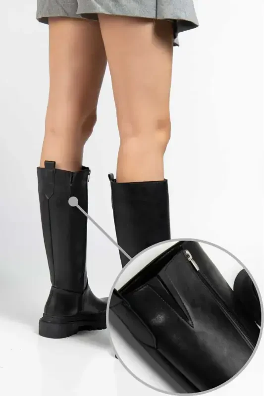 Halaf Knee-High Long Zipper Boots - 2