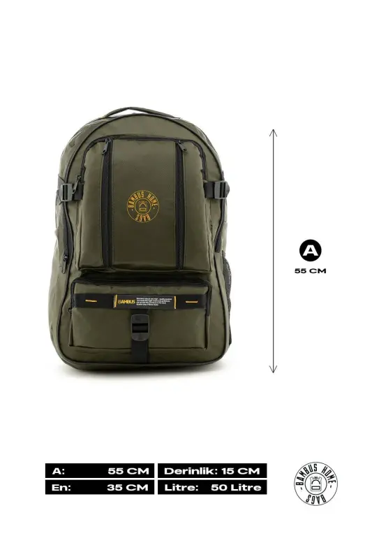 Half Climber Waterproof Backpack-Earthquake-Travel-Tour Bag-Khaki Green - 6