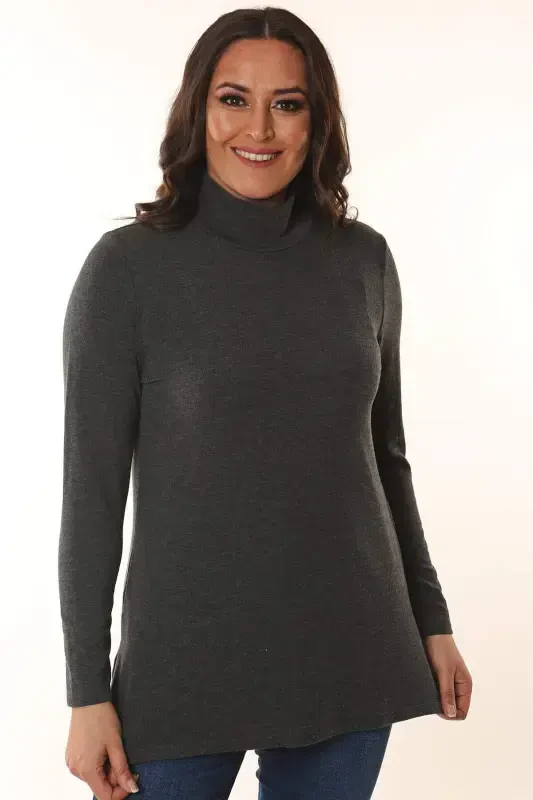 Half Fisherman Anthracite Knitwear - BÜYÜKBEDENIZ