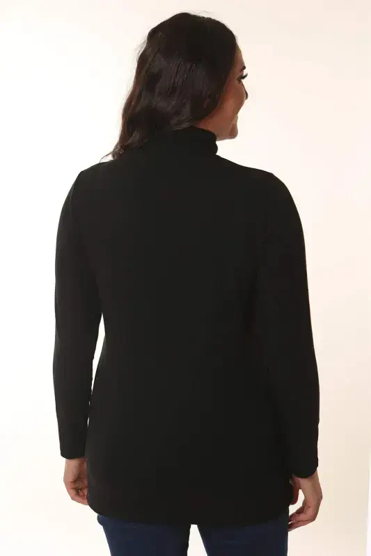 Half Fisherman Black Cardigan - BÜYÜKBEDENIZ