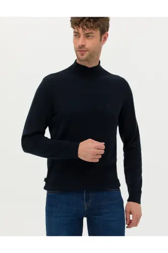 HALF FISHERMAN NAVY KNIT SWEATER-NAVY - 4