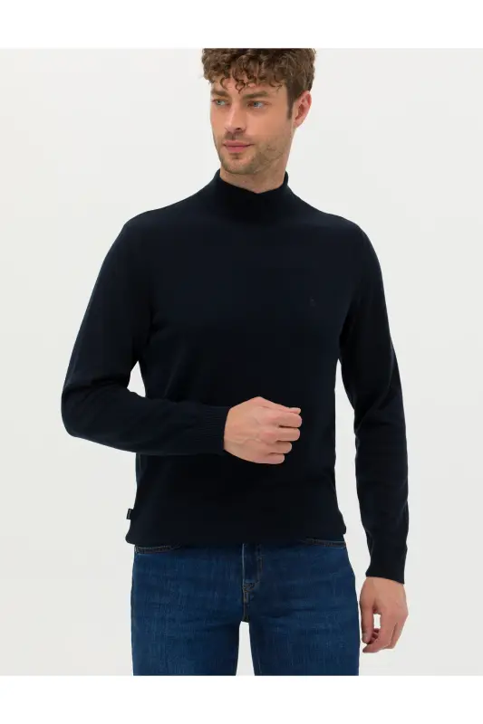 HALF FISHERMAN NAVY KNIT SWEATER-NAVY - 4