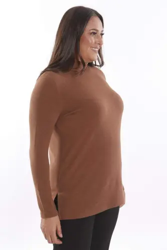 Half-Neck Brown Knitwear - 3