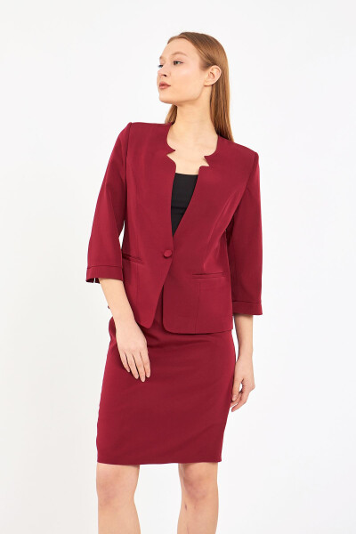 Half Sleeve Jacket Skirt Suit Dress - 3