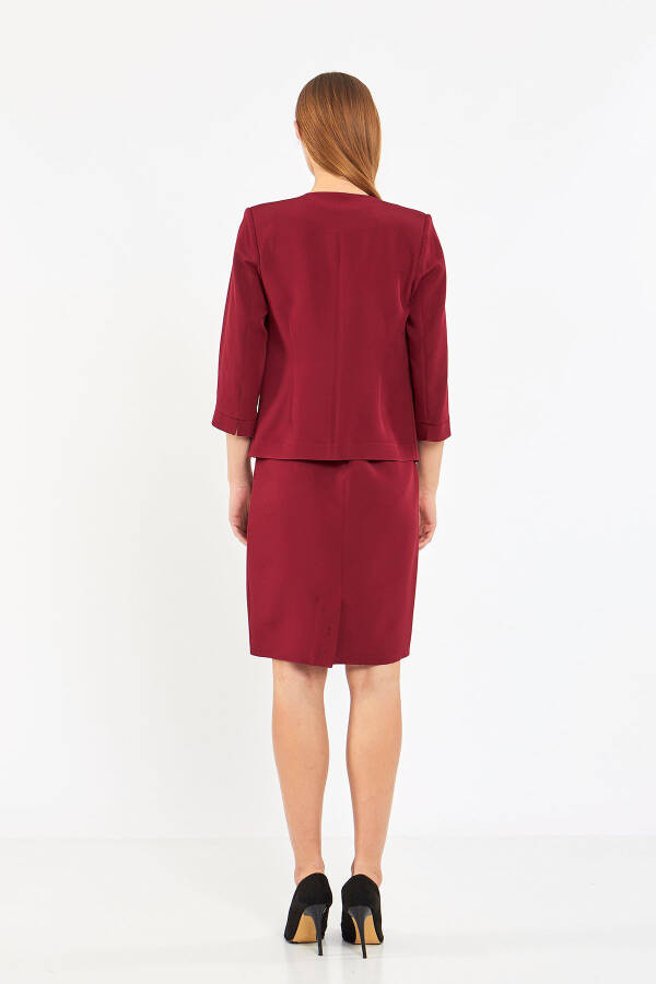 Half Sleeve Jacket Skirt Suit Dress - 5