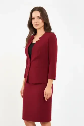 Half Sleeve Jacket Skirt Suit Dress - 1