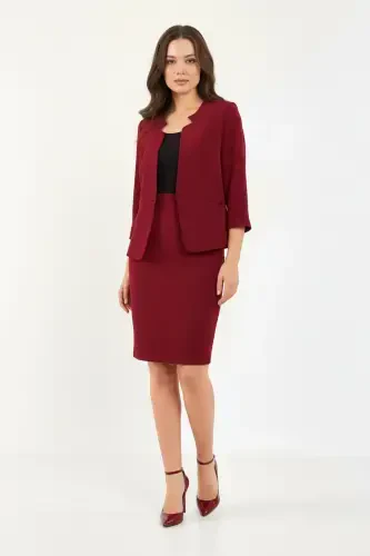 Half Sleeve Jacket Skirt Suit Dress - VOLANLI (1)