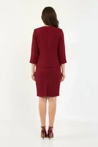 Half Sleeve Jacket Skirt Suit Dress - 4