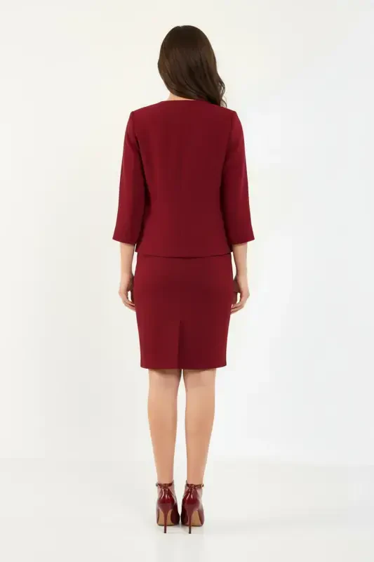 Half Sleeve Jacket Skirt Suit Dress - 4