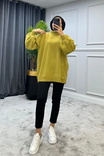 Half-Turtleneck Knit Sweater Olive Green - 3