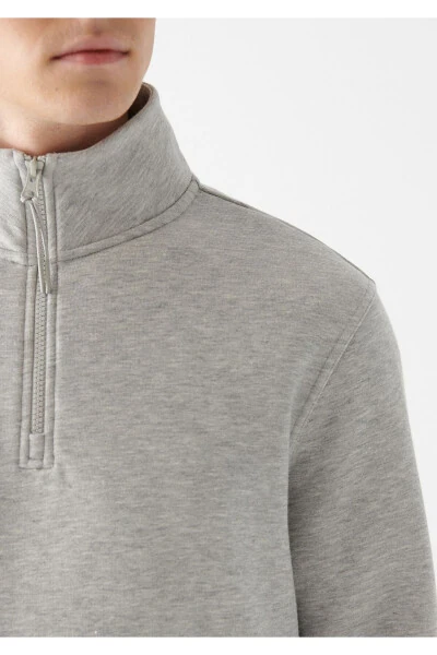 Half-Zip Grey Sweatshirt 0610908-80196 - 4