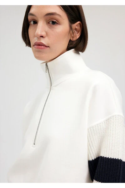 Half-Zip Sleeve Detail Sweatshirt 1s10071-70057 - 17