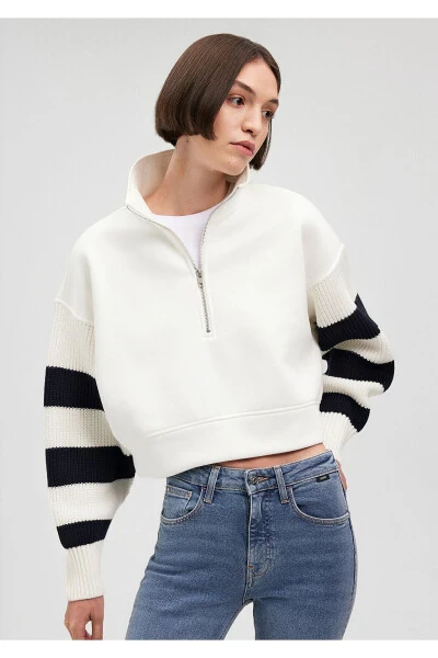 Half-Zip Sleeve Detail Sweatshirt 1s10071-70057 - 7