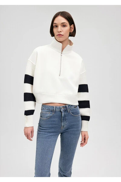 Half-Zip Sleeve Detail Sweatshirt 1s10071-70057 - 3