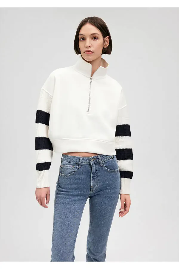 Half-Zip Sleeve Detail Sweatshirt 1s10071-70057 - 3