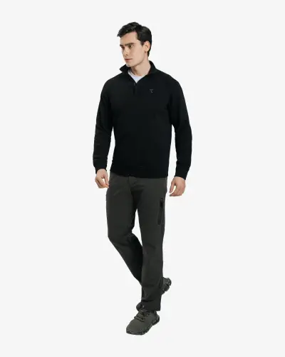 Half-zip svitşot - QORA - 4