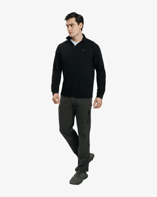 Half-zip svitşot - QORA - 4
