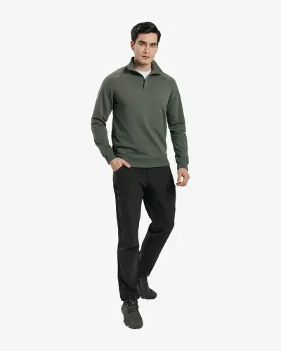 Half-zip Sweatshirt - DARK KHAKI - 4