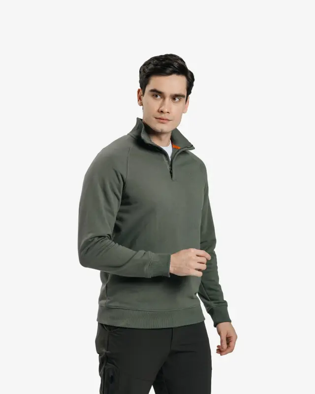 Half-zip Sweatshirt - DARK KHAKI - 1