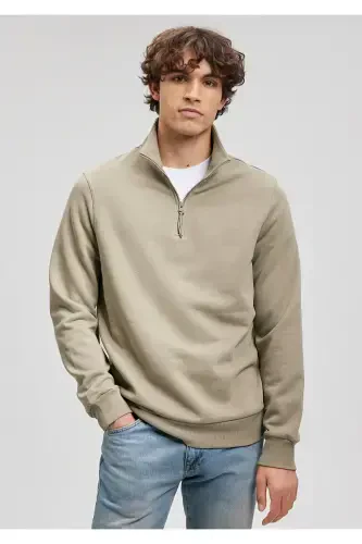 Half Zipper Green Sweatshirt 0610908-71818-Green - 1