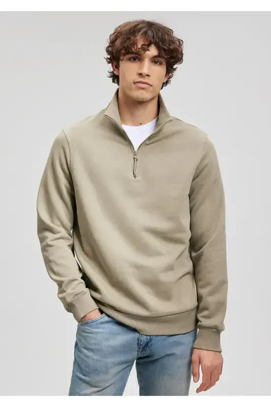 Half Zipper Green Sweatshirt 0610908-71818-Green - 1