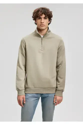 Half Zipper Green Sweatshirt 0610908-71818-Green - 3