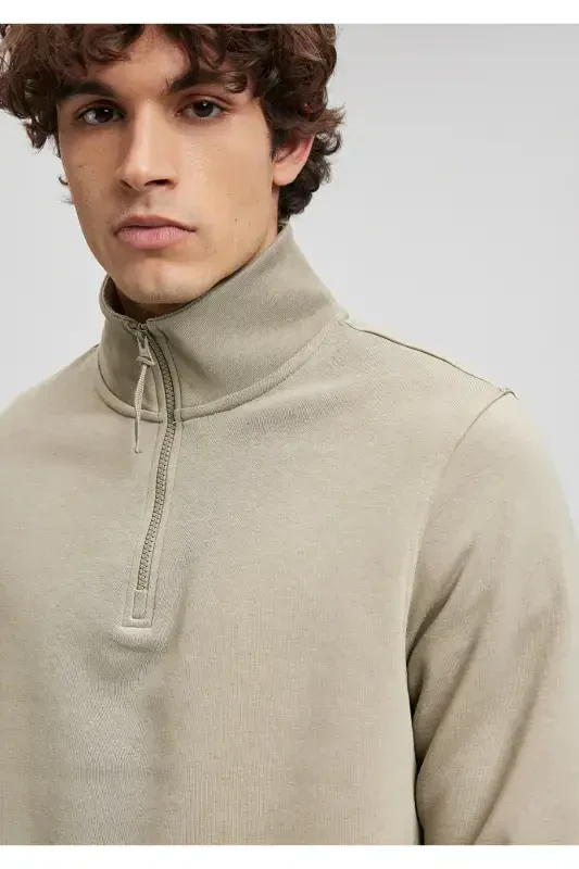 Half Zipper Green Sweatshirt 0610908-71818-Green - 5