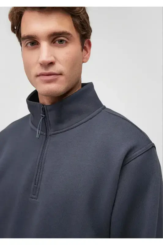 Half Zippered Navy Sweatshirt 0610908-71967-Navy - 5