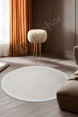 Halı Krem Cool Janjanlı Yuvarlak Saçaklı Kesme Ince Yolluk Kilim Salon Halısı Modelleri - 4