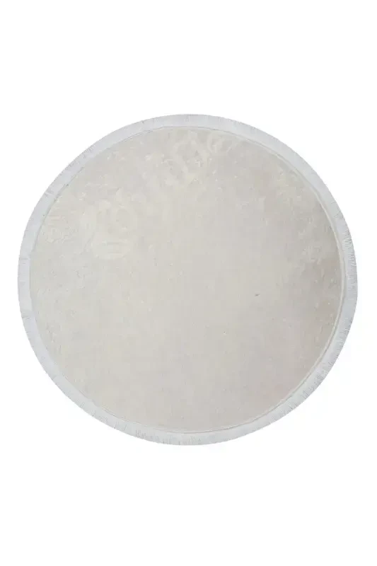 Halı Krem Cool Janjanlı Yuvarlak Saçaklı Kesme Ince Yolluk Kilim Salon Halısı Modelleri - 5