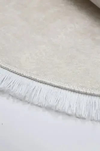 Halı Krem Cool Janjanlı Yuvarlak Saçaklı Kesme Ince Yolluk Kilim Salon Halısı Modelleri - 7